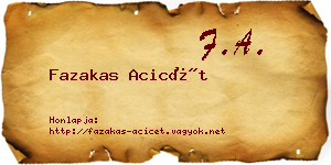 Fazakas Acicét névjegykártya